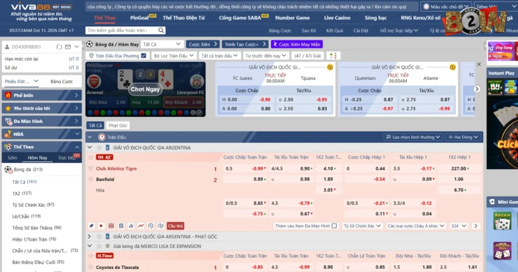 kèo châu á trên sportsbook viva88, thị trường bóng đá VIVA88, cửa kèo VIVA88