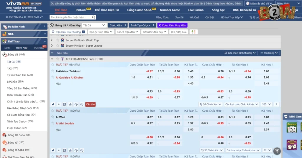 kèo châu á trên sportsbook viva88, thị trường bóng đá VIVA88, cửa kèo VIVA88