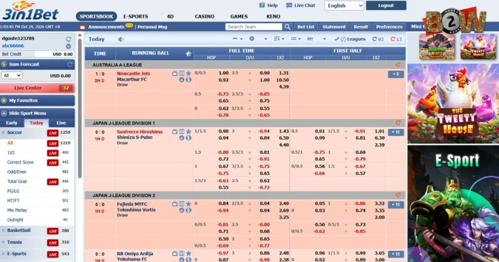 sportsbook 3in1Bet với kèo châu á, thị trường bóng đá 3in1Bet, cửa kèo 3in1Bet